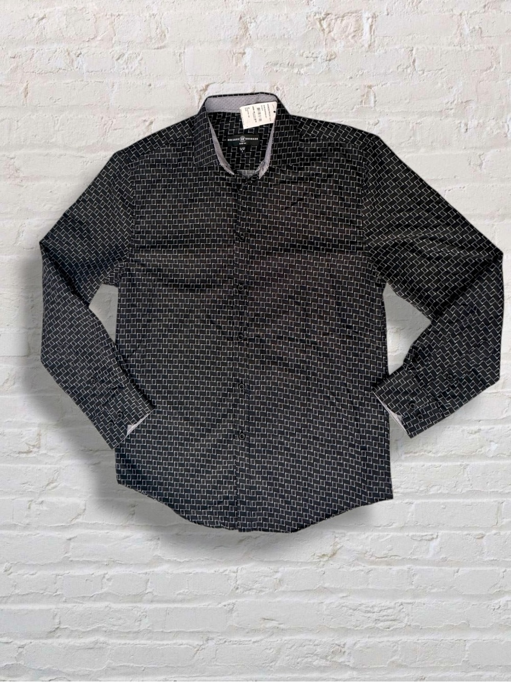Society of Threads Slim Fit Dress Shirt Small NWT Black Geometric Nordstrom - Picture 6 of 8